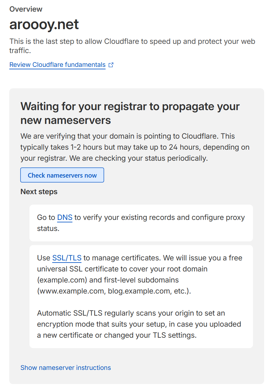 画像08：「Check nameservers now」で再チェック