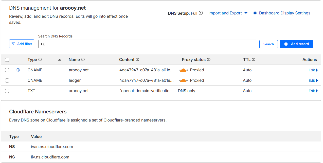 画像12：最終的なDNS設定（CNAMEレコード）